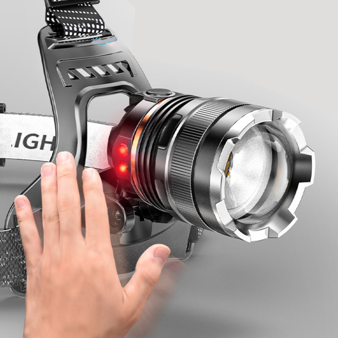 USB Wiederaufladbare Stirnlampe mit Super-Zoom-Leistung