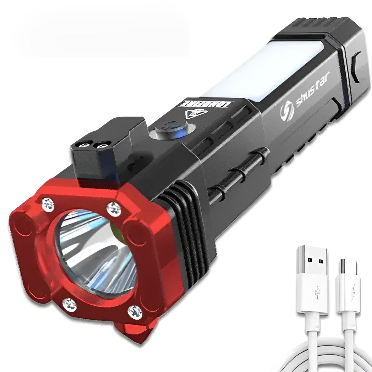 4-in-1 Taktische Taschenlampe mit integriertem Powerbank
