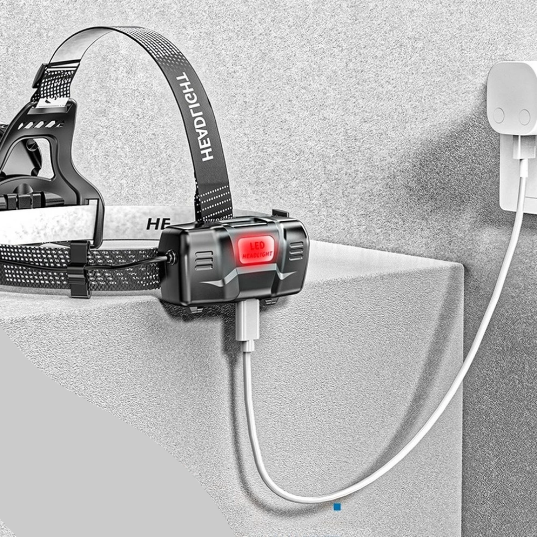 USB Wiederaufladbare Stirnlampe mit Super-Zoom-Leistung